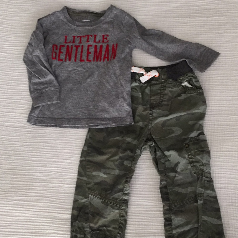 Long Sleeve Tee & Cargo Camo Pants